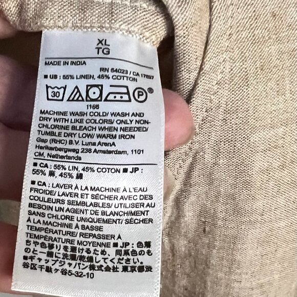 Banana Republic Men's SLIM LINEN-COTTON SHIRT in Honey Brown Size XL - Picture 5 of 7